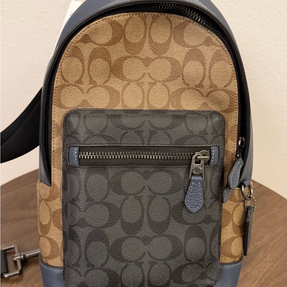 Men's Coach Tan and Blue Backpack